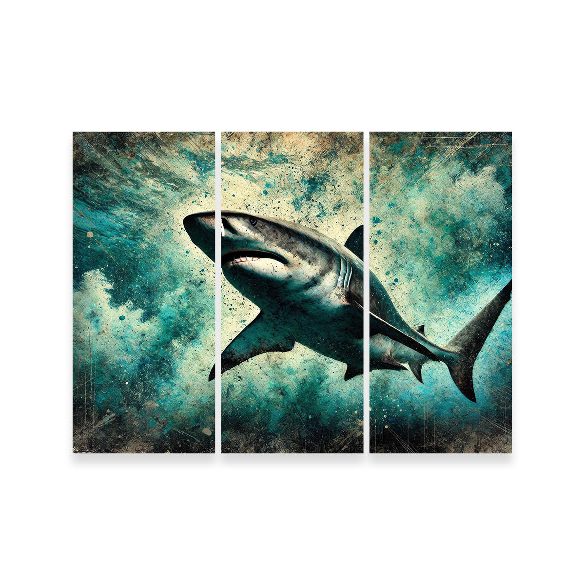 Stunning Bull Shark Grunge Wall Art for Striking Home Decor