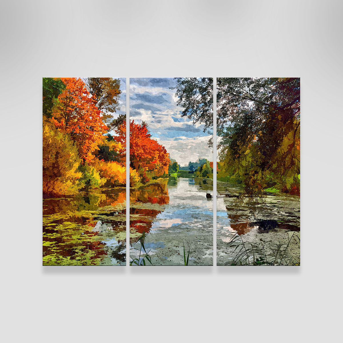 Stunning Lakeside Autumn Trees Wall Art by Denise Dundon