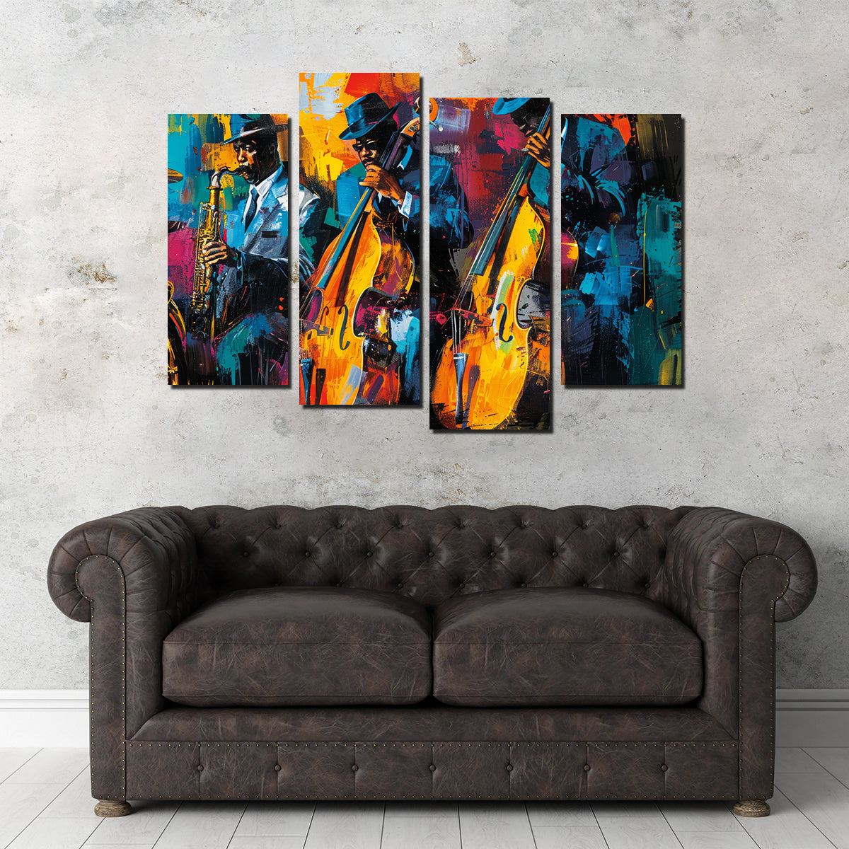 Eye - catching Vibrant Jazz Band Wall Art for Your Home Decor