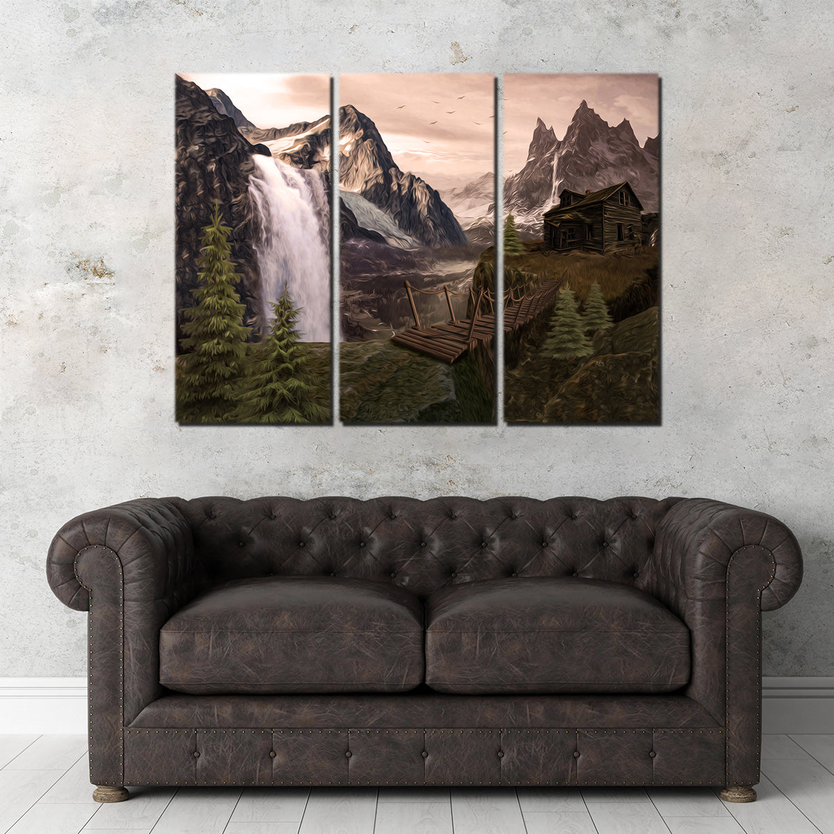 Stunning Cabin on a Cliff Wall Art by George Sorin