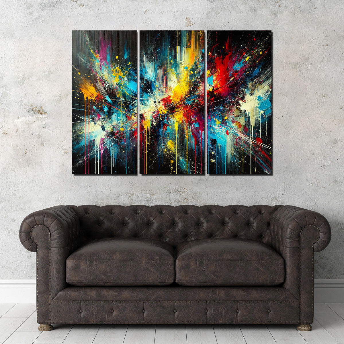 Stunning Dark Brush Stroke and Splashes Wall Art