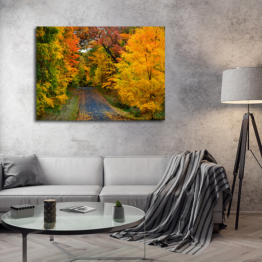 Breathtaking Lake Geneva Wisconsin Fall Road Wall Art for Stunning Home Decor