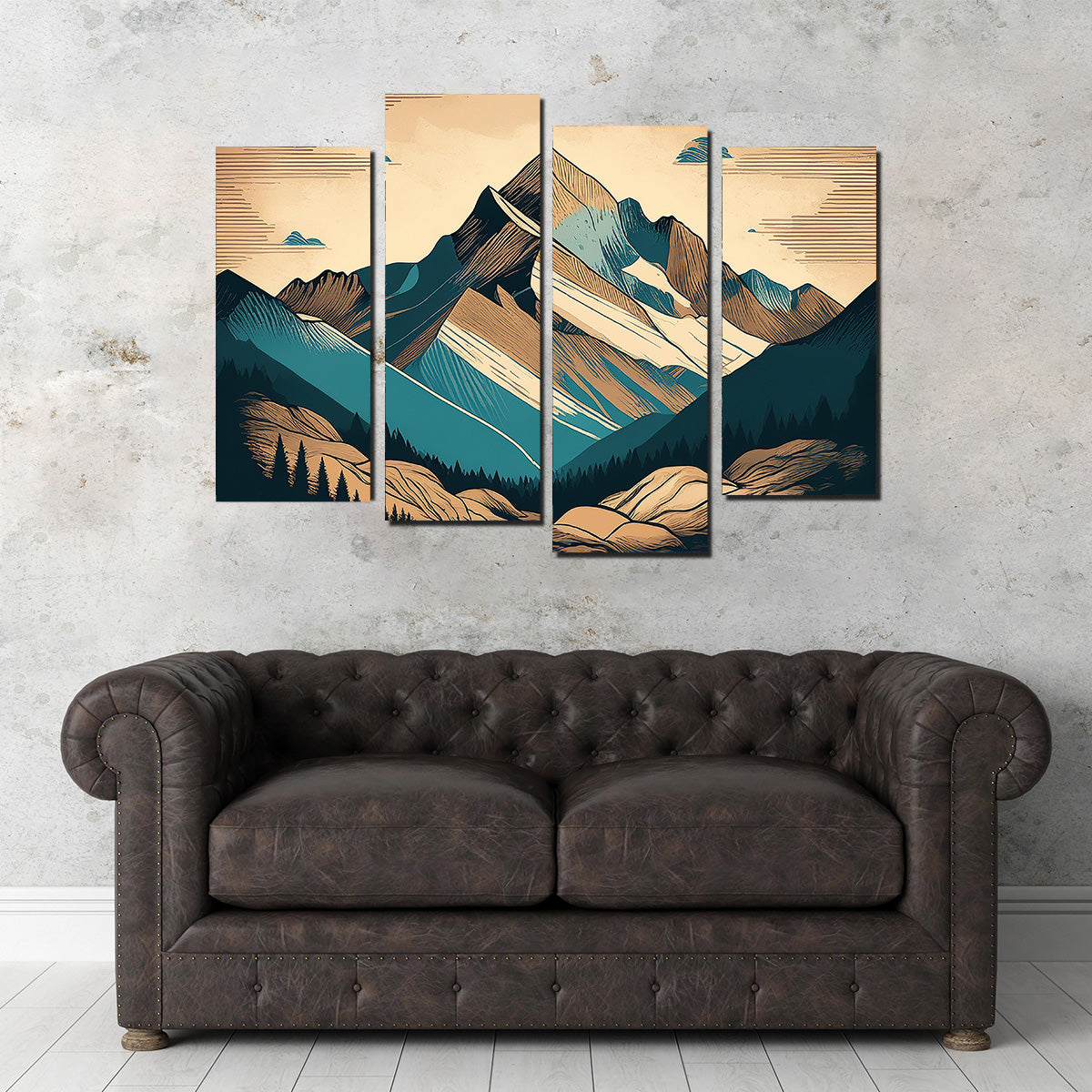 Stunning Mountain Vintage Poster Wall Art for Rustic Decor