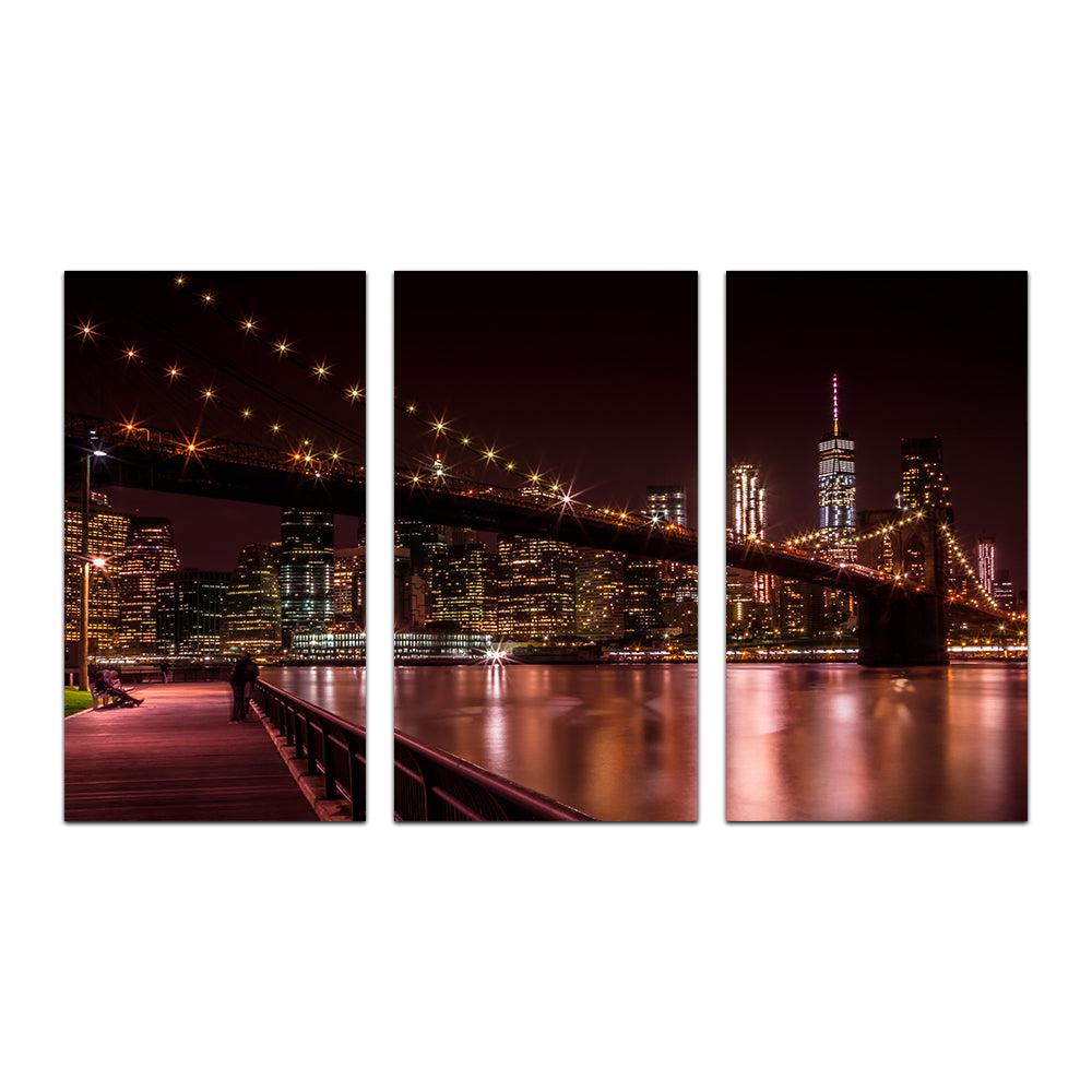 Stunning Manhattan Skyline & Brooklyn Bridge Sunset Wall Art for Home Decor