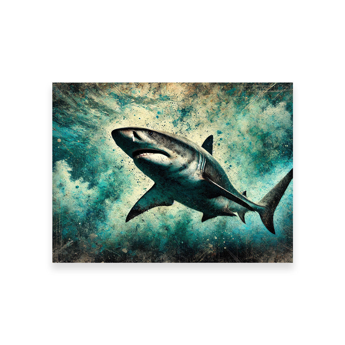 Stunning Bull Shark Grunge Wall Art for Striking Home Decor