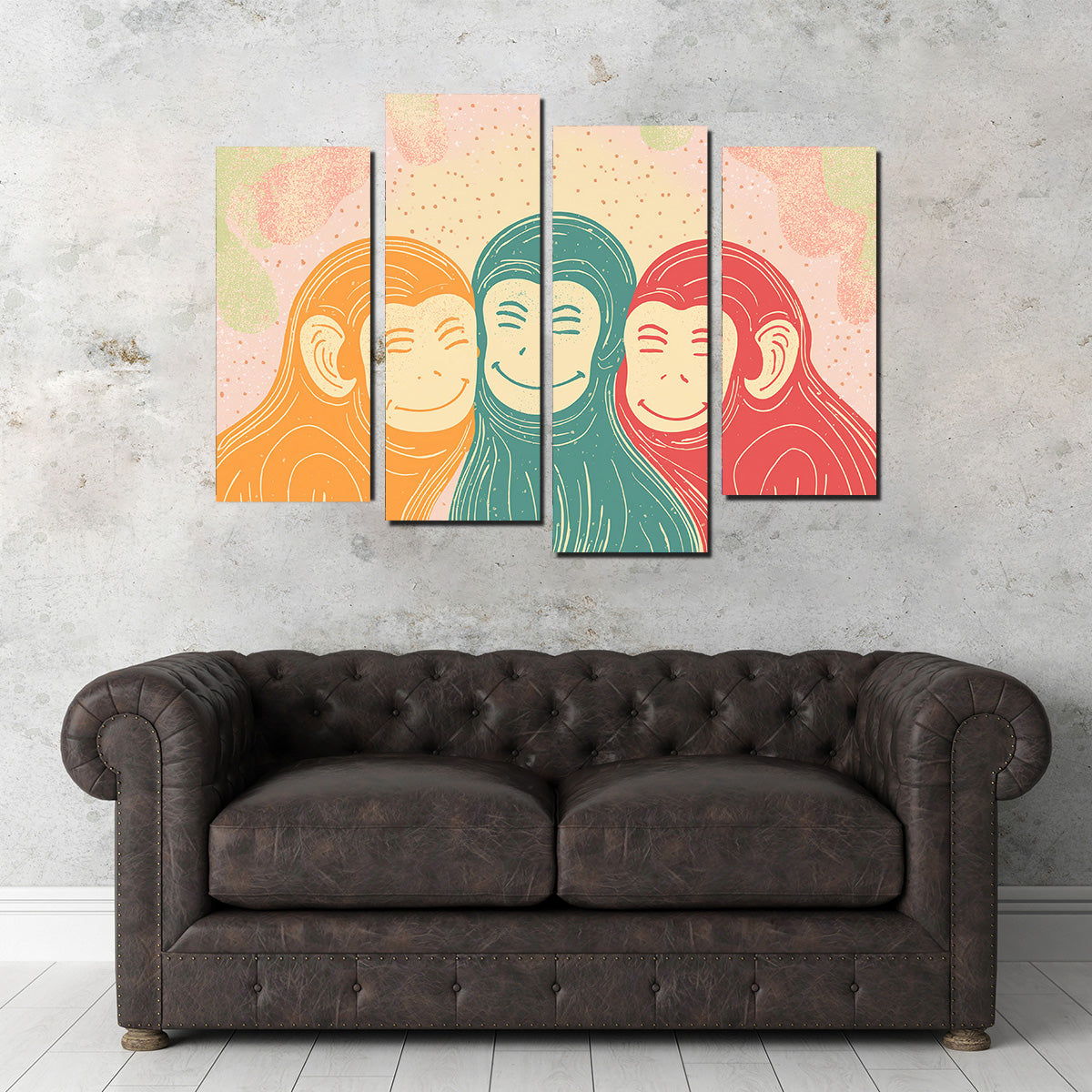 Exquisite Three Monkeys Art Print Wall Art for Stunning Home Decor