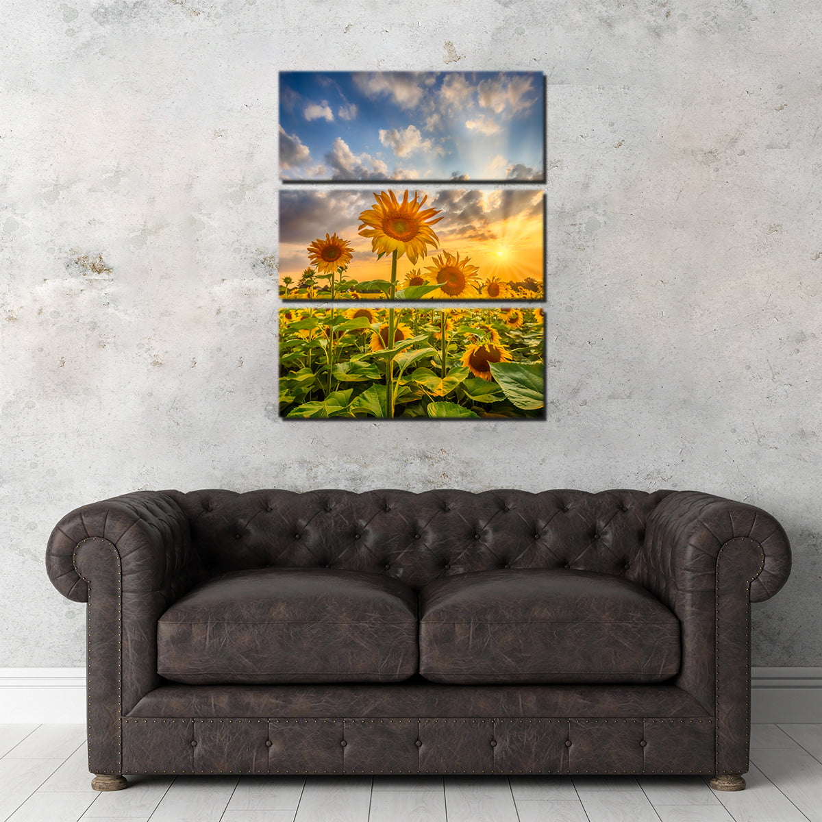 Stunning Sunset Sunflower Field Wall Art for Home Decor