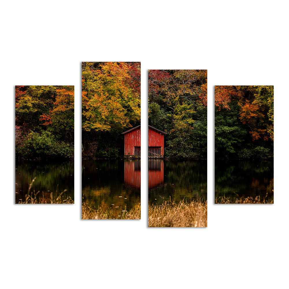 Stunning Red Boat House Wall Art for Your Home Decor