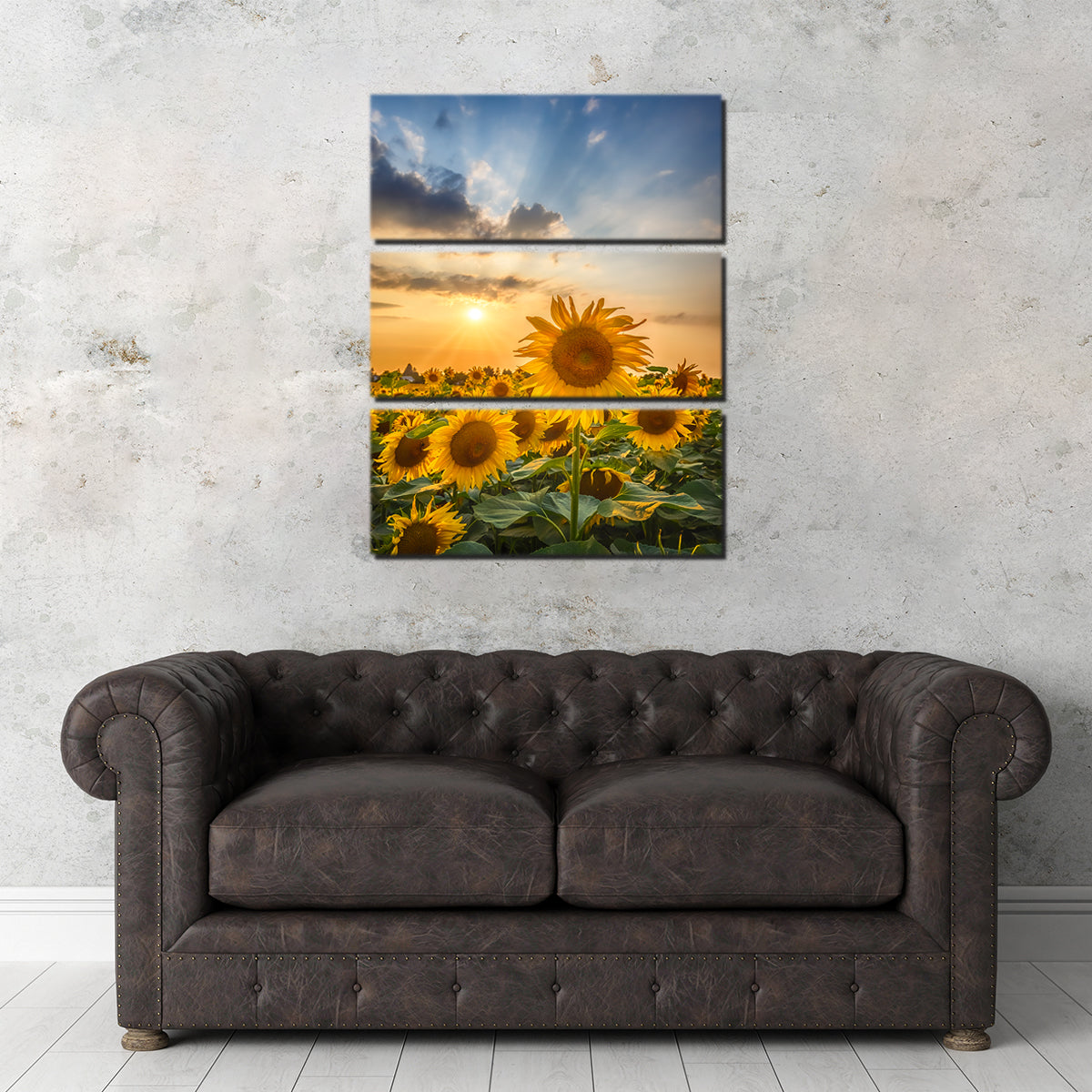 Stunning Sunset with Beautiful Sunflowers Wall Art for Home Decor