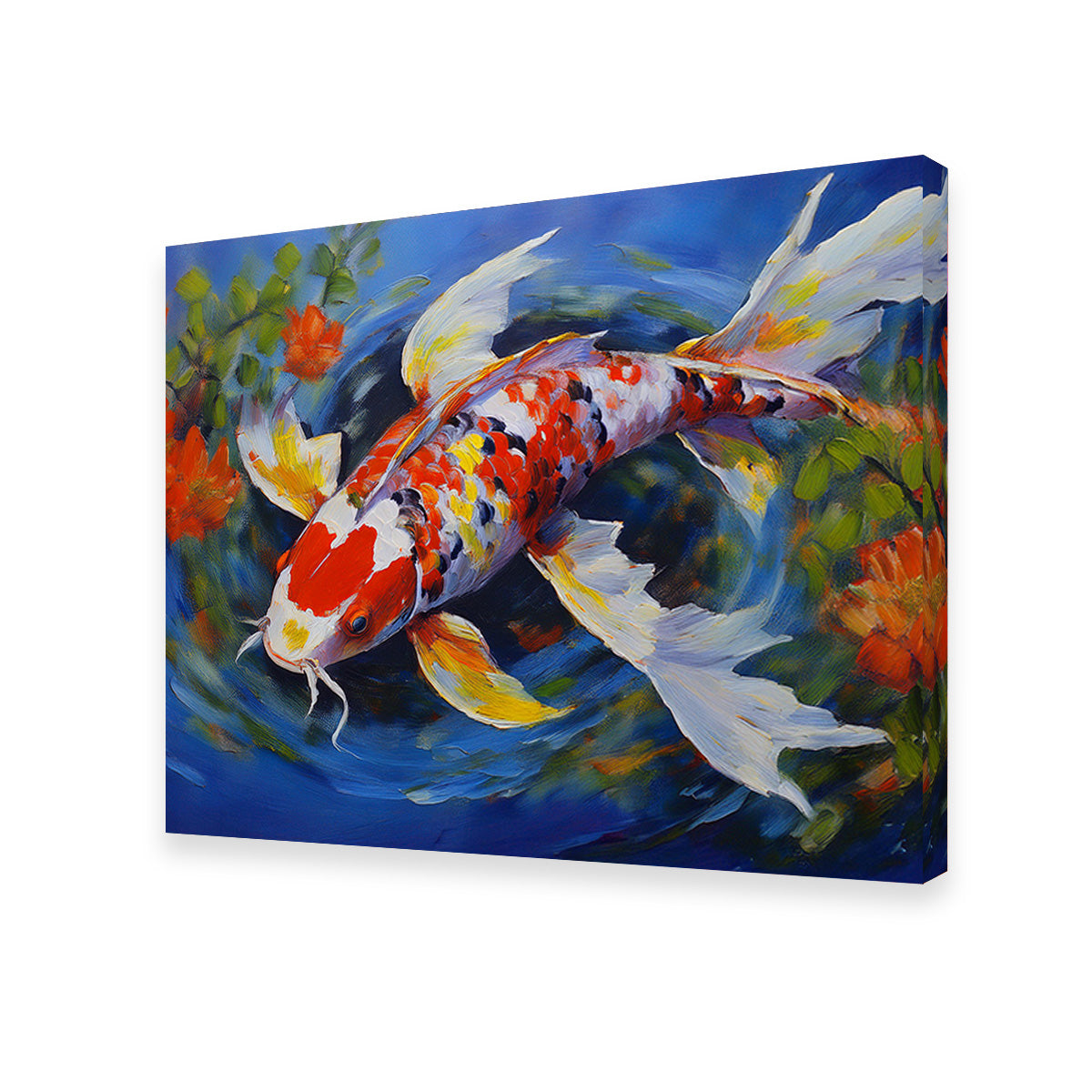 Stunning White Koi Fish Painting Wall Art for Home Decor