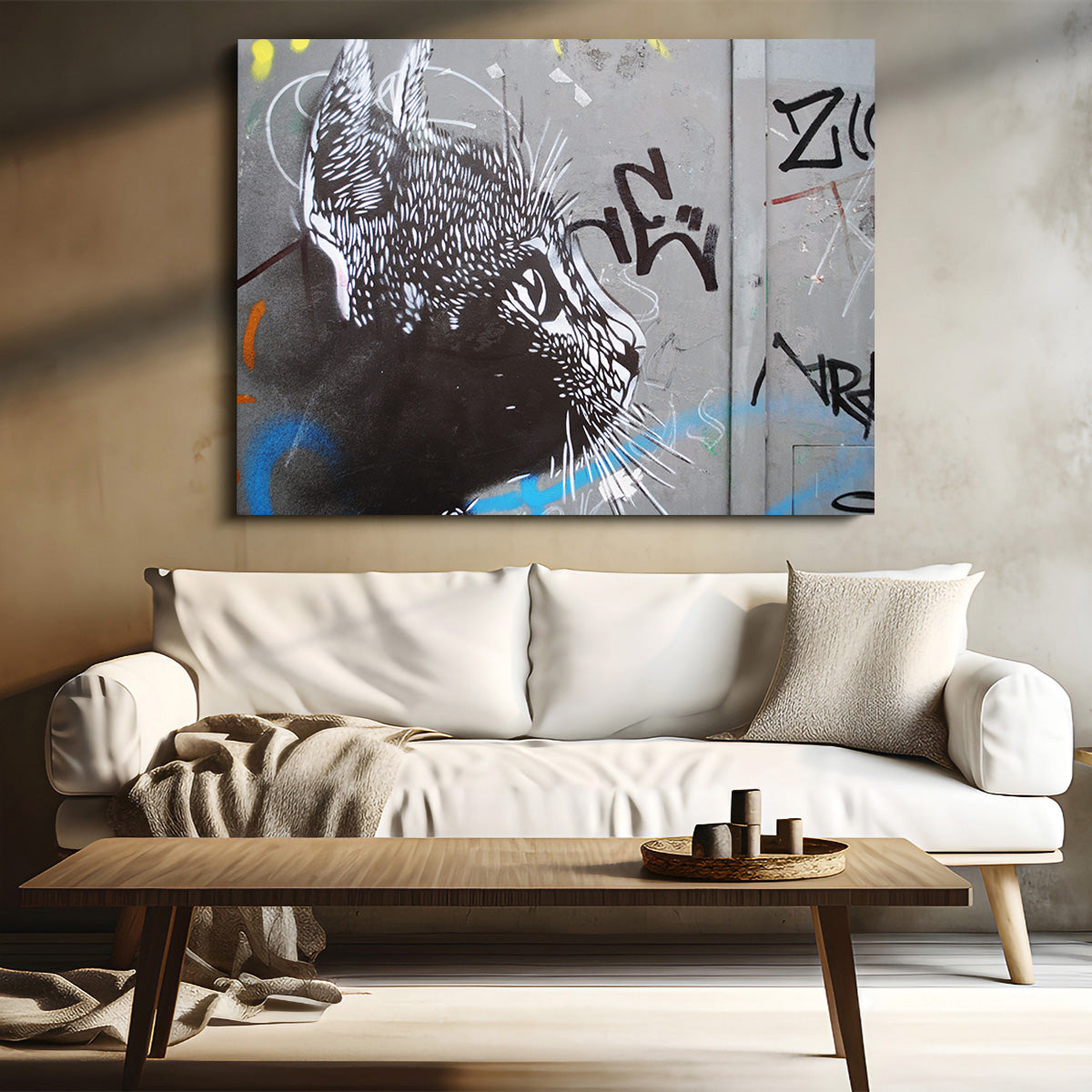 Eye - catching Street Art Cat Wall Art for Stunning Decor