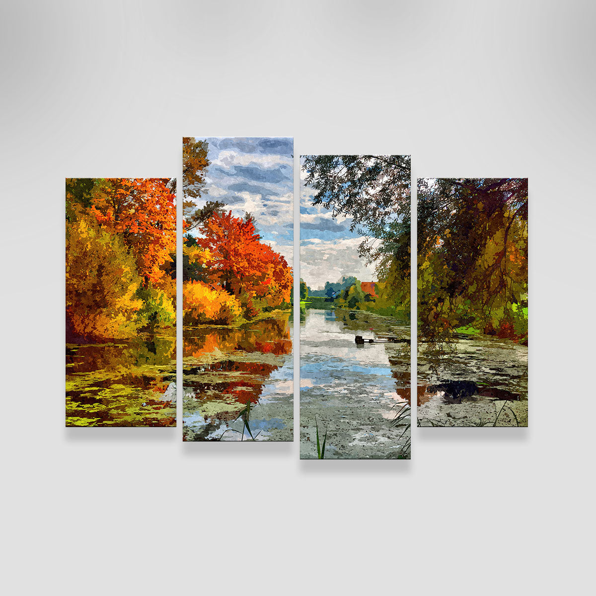 Stunning Lakeside Autumn Trees Wall Art by Denise Dundon