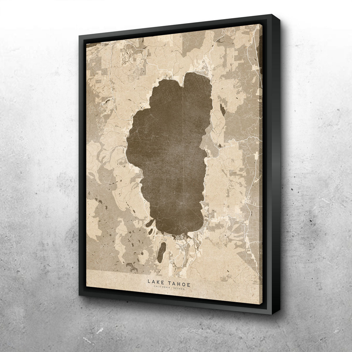 Stunning Lake Tahoe Map Wall Art by Blursbyai