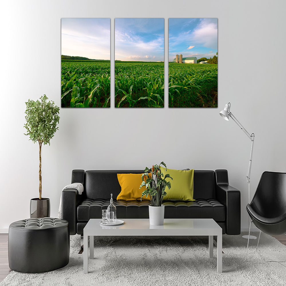 Exquisite Wisconsin Dairy Farm Against Corn Field Wall Art