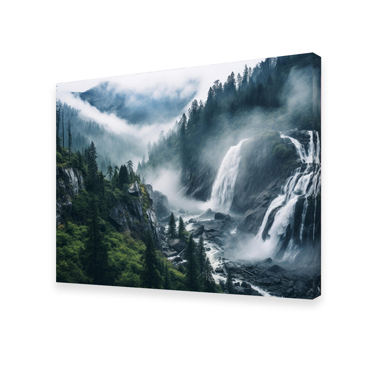 Stunning Enchanting Forest Waterfalls Wall Art for Home Decor