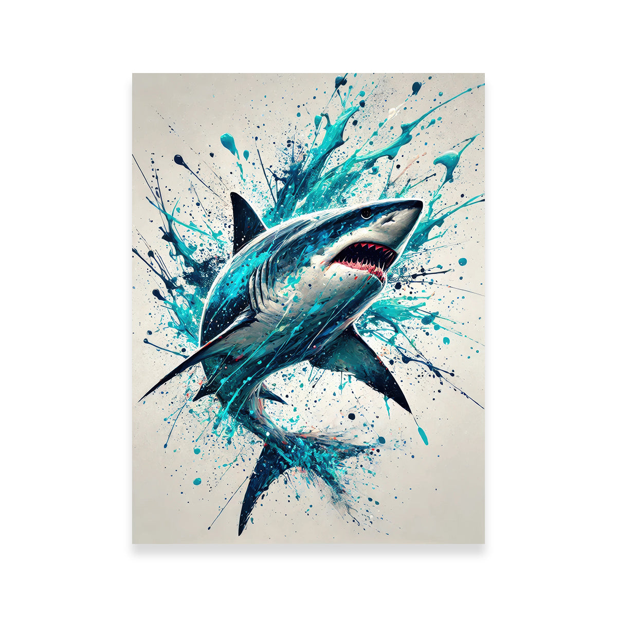 Stunning Bull Shark Blue Splash Wall Art for Home Decor