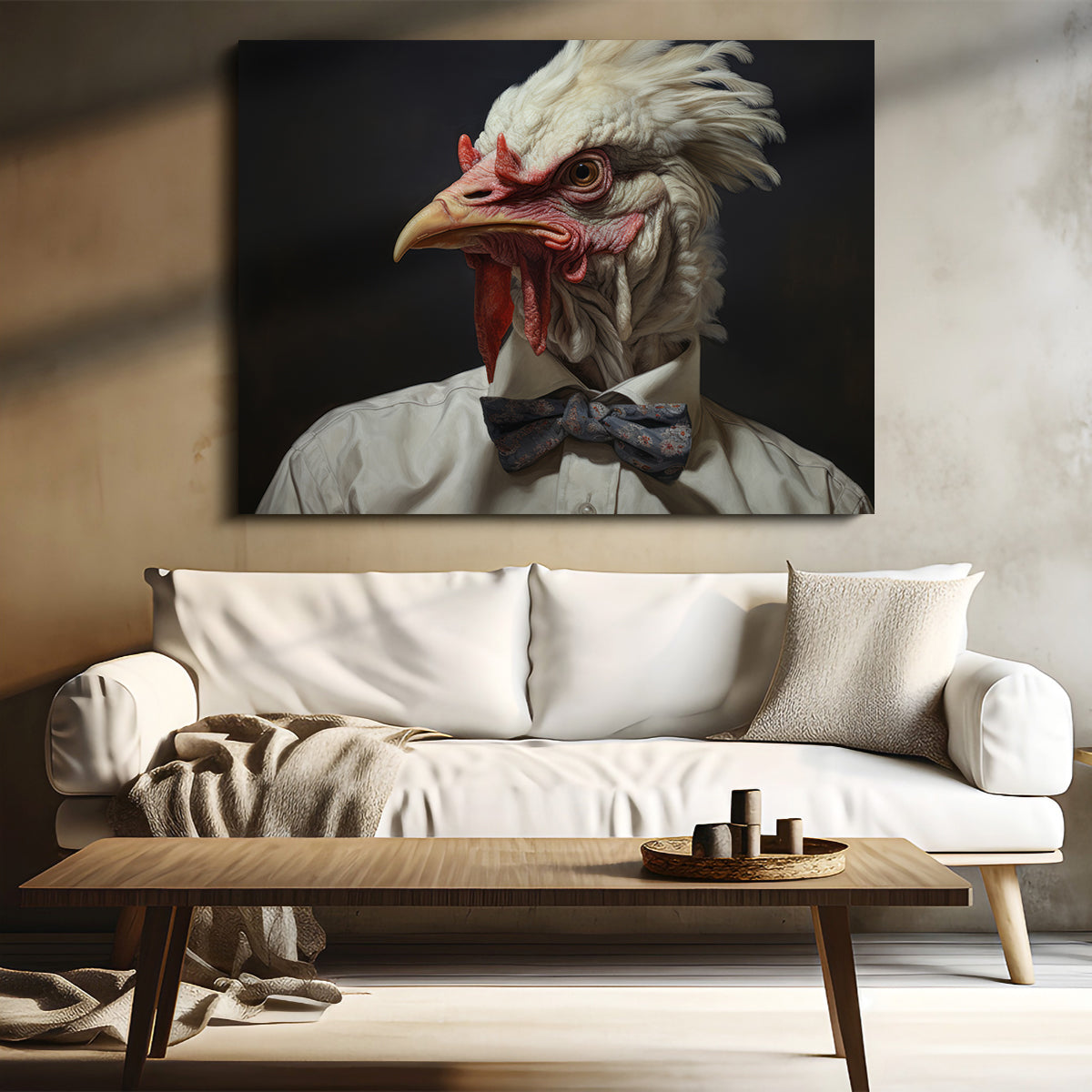 Stunning White Rooster Man Wall Art for Home Decor
