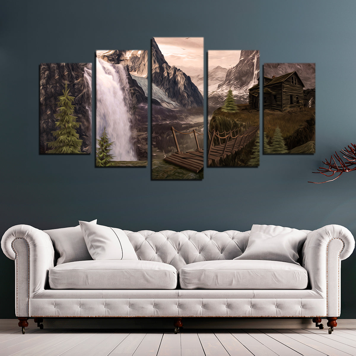 Stunning Cabin on a Cliff Wall Art by George Sorin