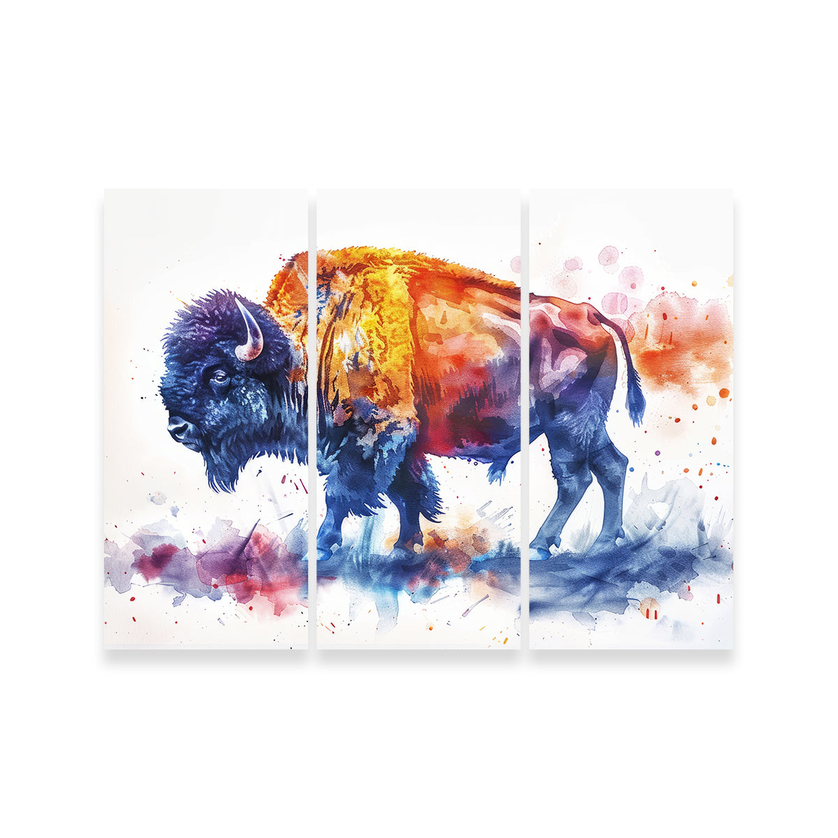 Stunning Vivid Watercolor Bison Wall Art for a Striking Home Decor