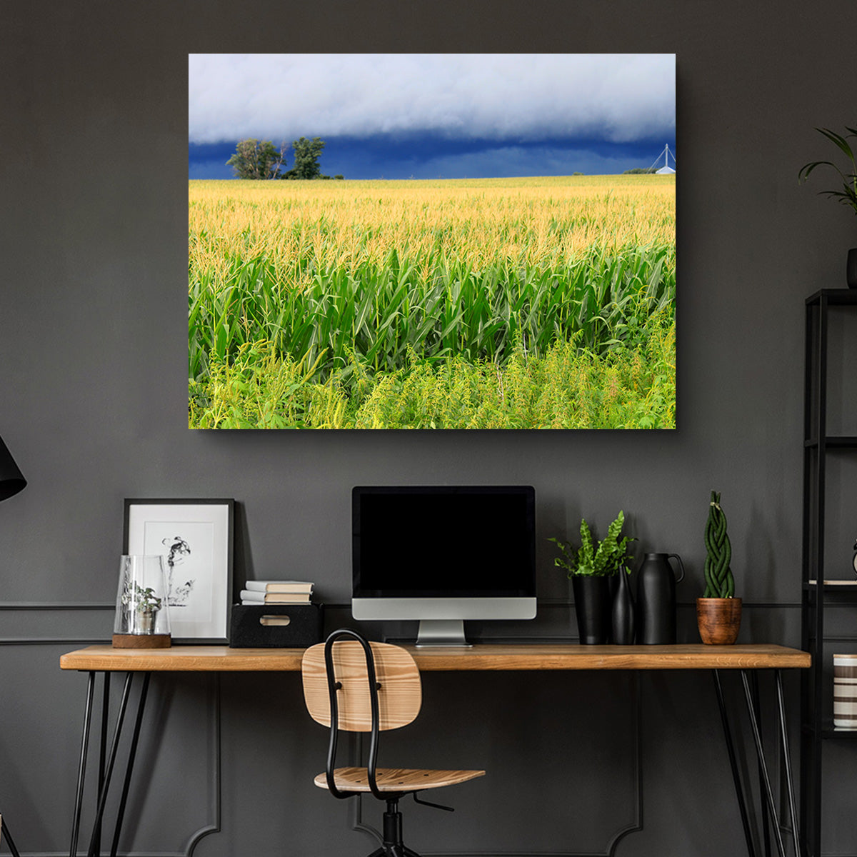 Stunning Thunderstorm Over Illinois Cornfield Wall Art for Home Decor