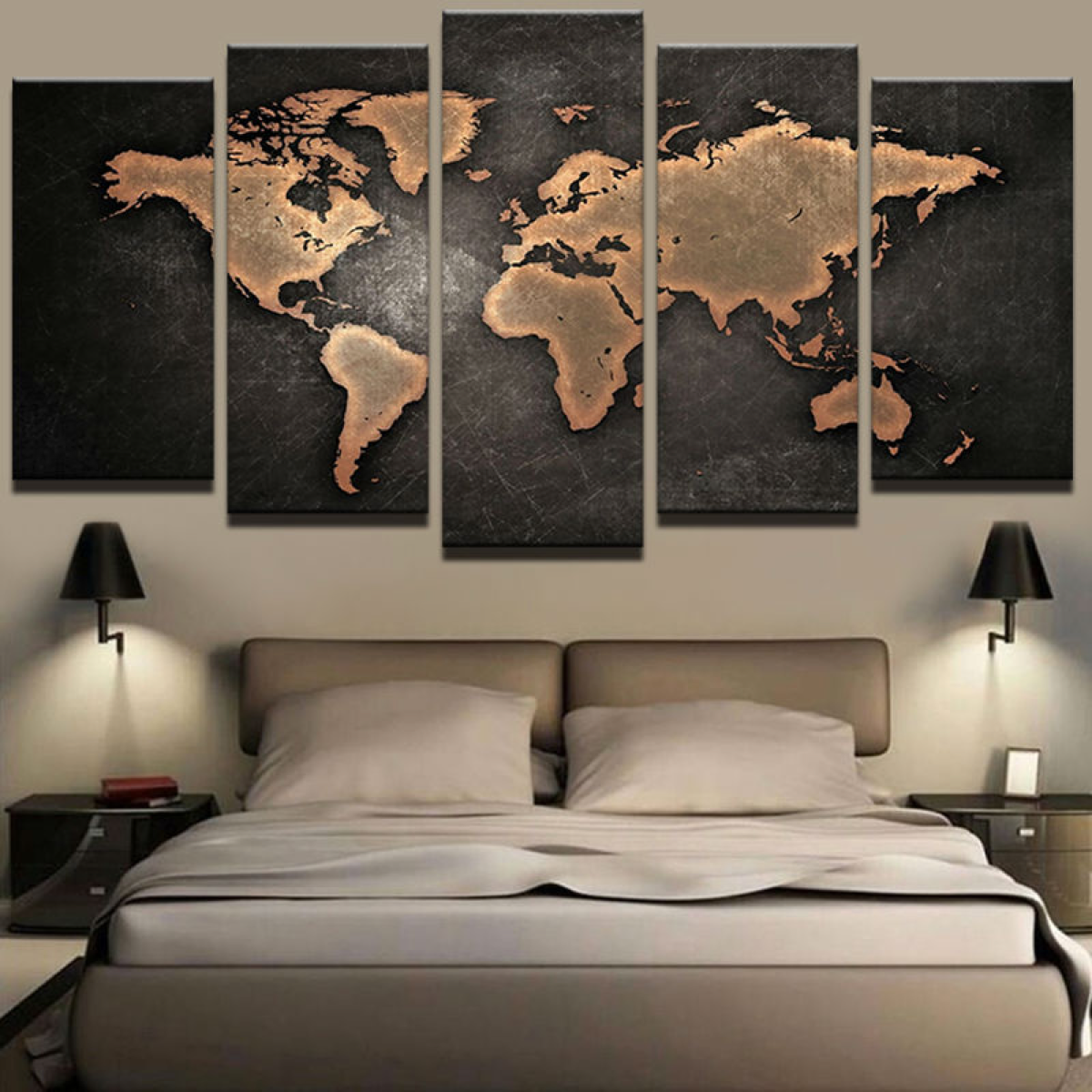 Stunning 5 Piece World Map Wall Art for Home Decor
