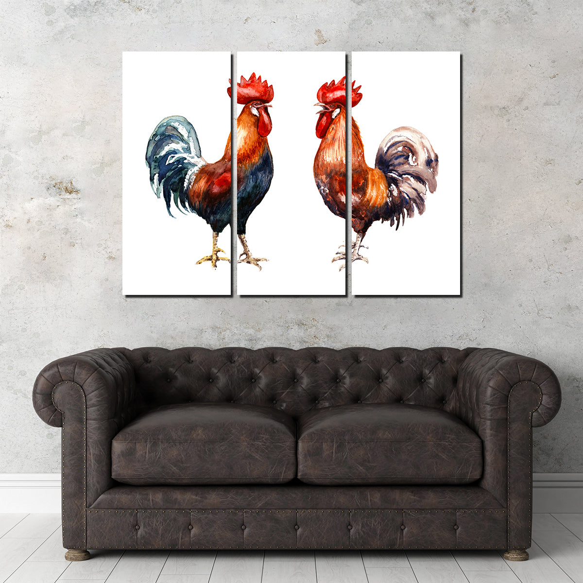 Stunning Two Red Roosters Wall Art for Your Home Decor