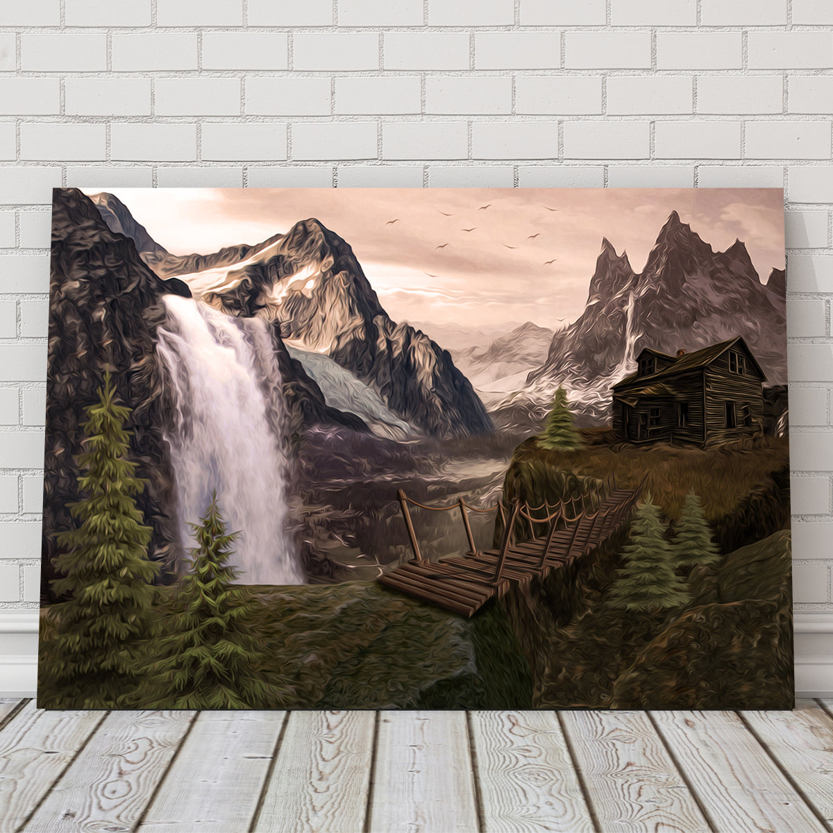 Stunning Cabin on a Cliff Wall Art by George Sorin