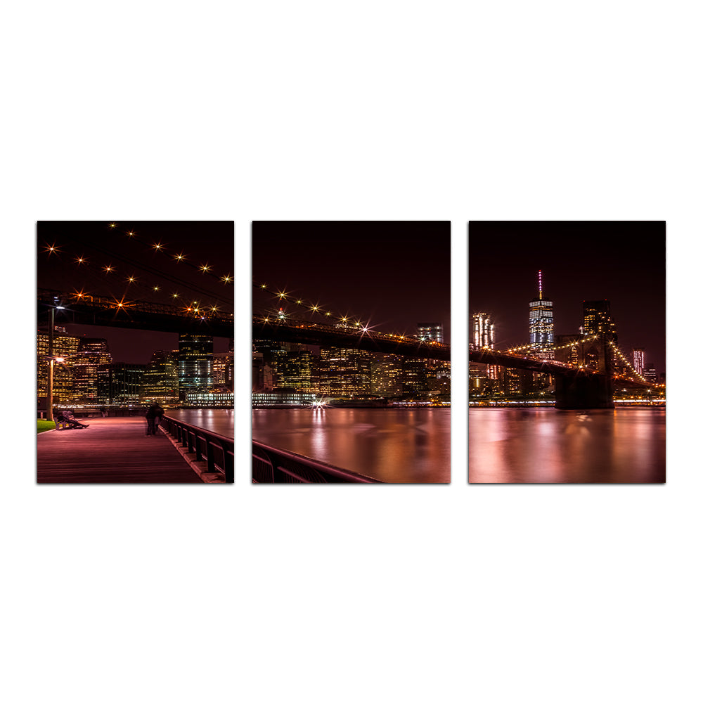 Stunning Manhattan Skyline & Brooklyn Bridge Sunset Wall Art for Home Decor