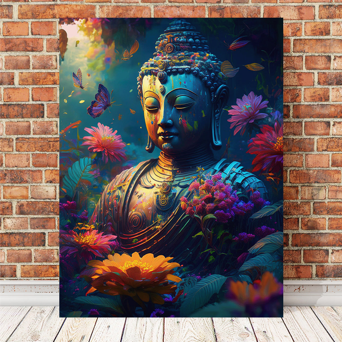 Exquisite Handmade Buddha Statue on Museum - Quality Canvas