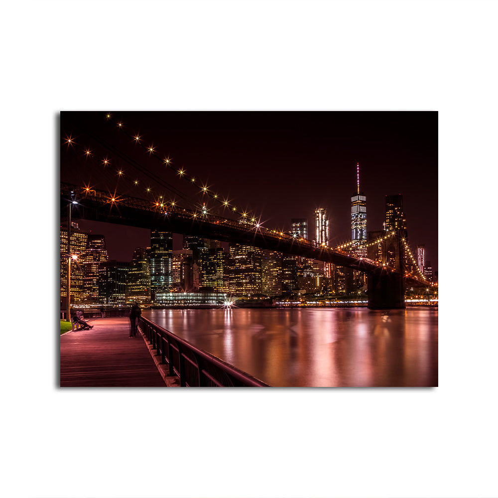 Stunning Manhattan Skyline & Brooklyn Bridge Sunset Wall Art for Home Decor