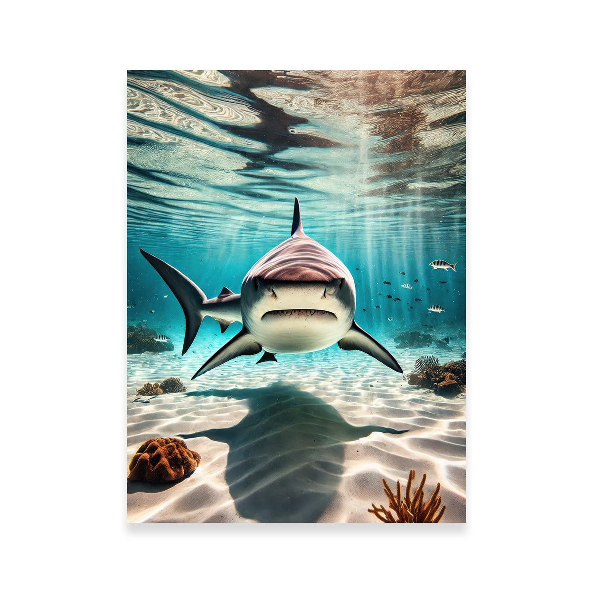 Stunning Bull Shark in Shallow Waters Wall Art for Home Decor