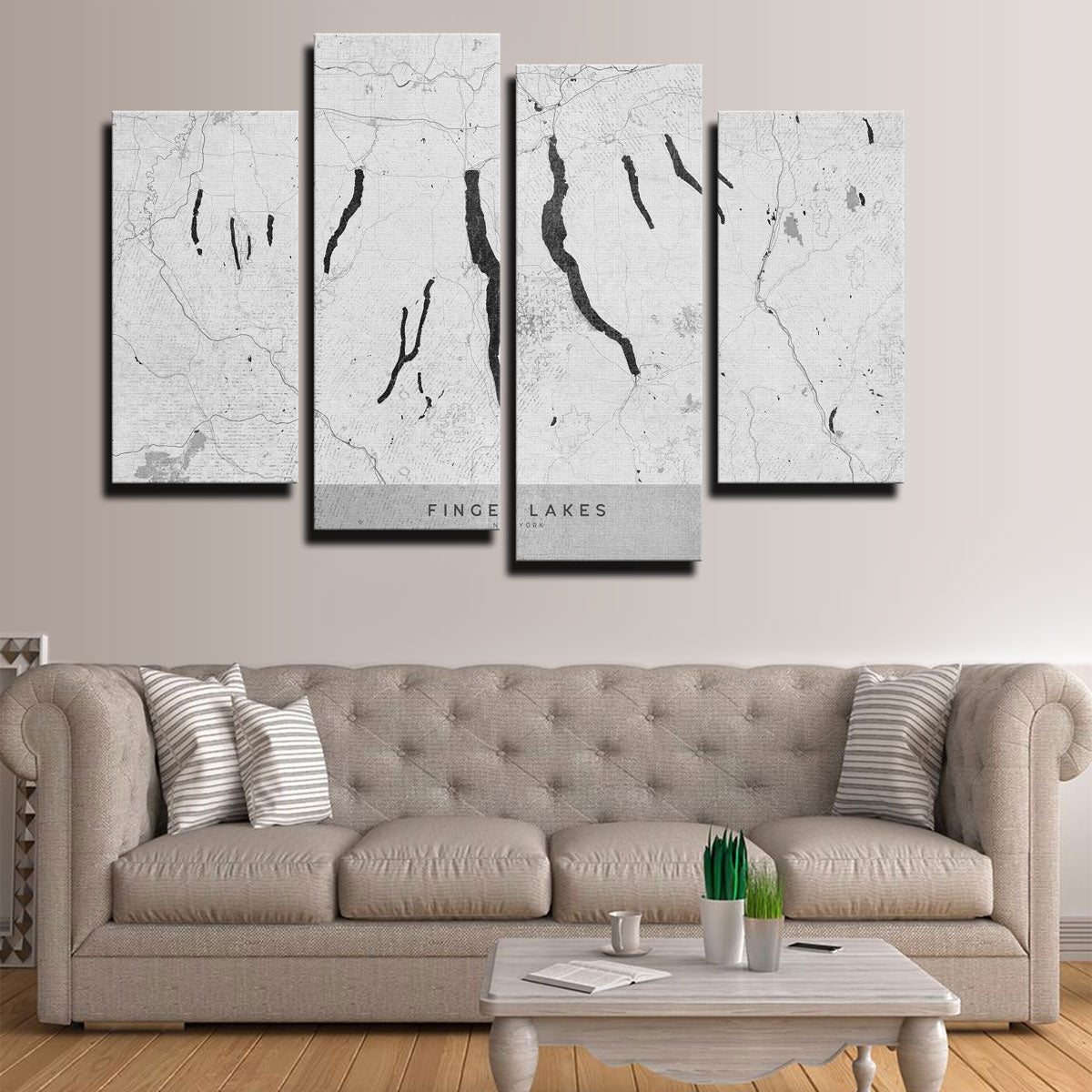 Stunning Finger Lakes Wall Map 2 Wall Art by Blursbyai