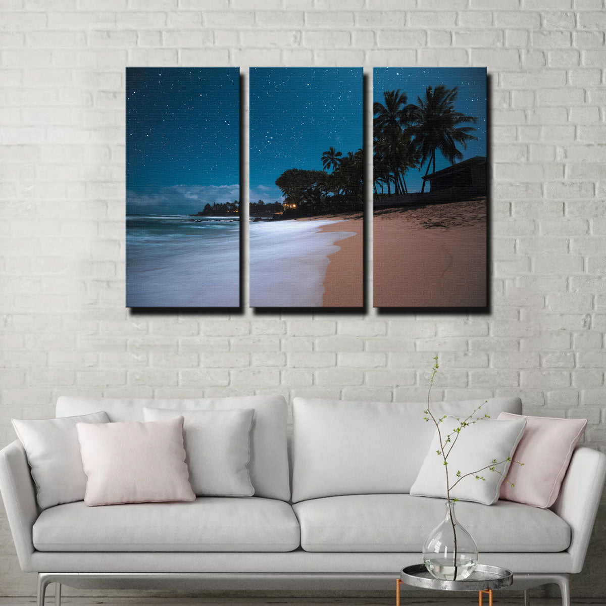 Exquisite Tropical Beach Night Wall Art by Lucas Moore