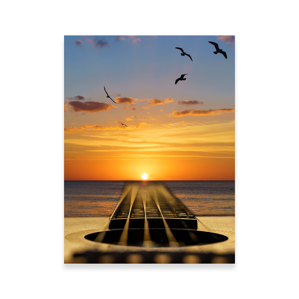 Enchanting Sunset Guitar Song Wall Art by Eileen Rollin