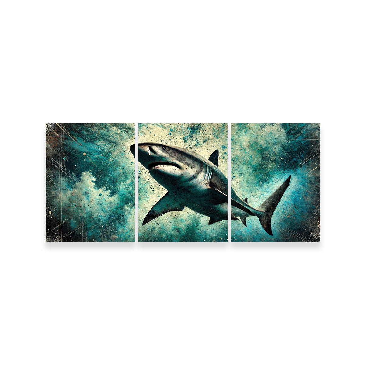Stunning Bull Shark Grunge Wall Art for Striking Home Decor