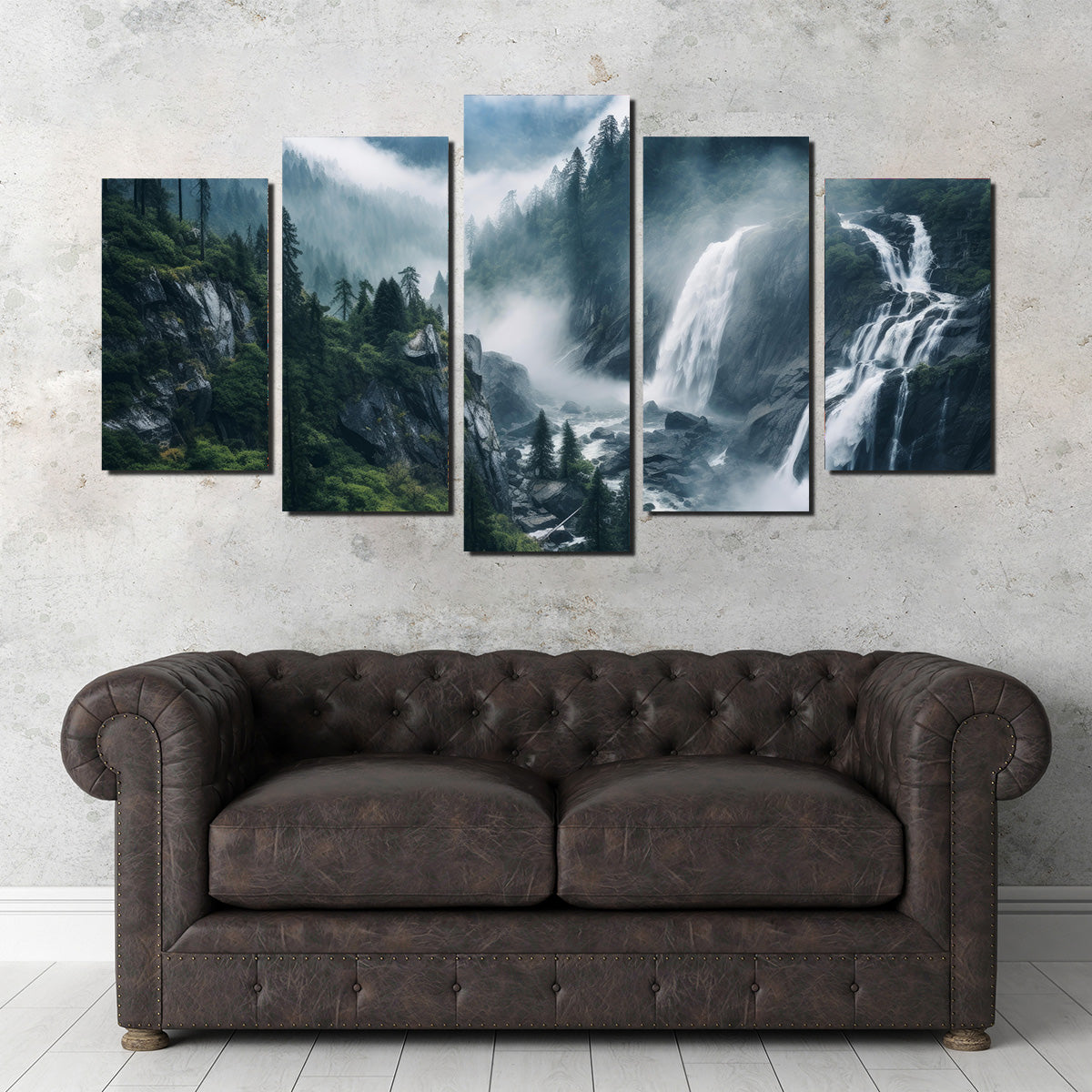 Stunning Enchanting Forest Waterfalls Wall Art for Home Decor