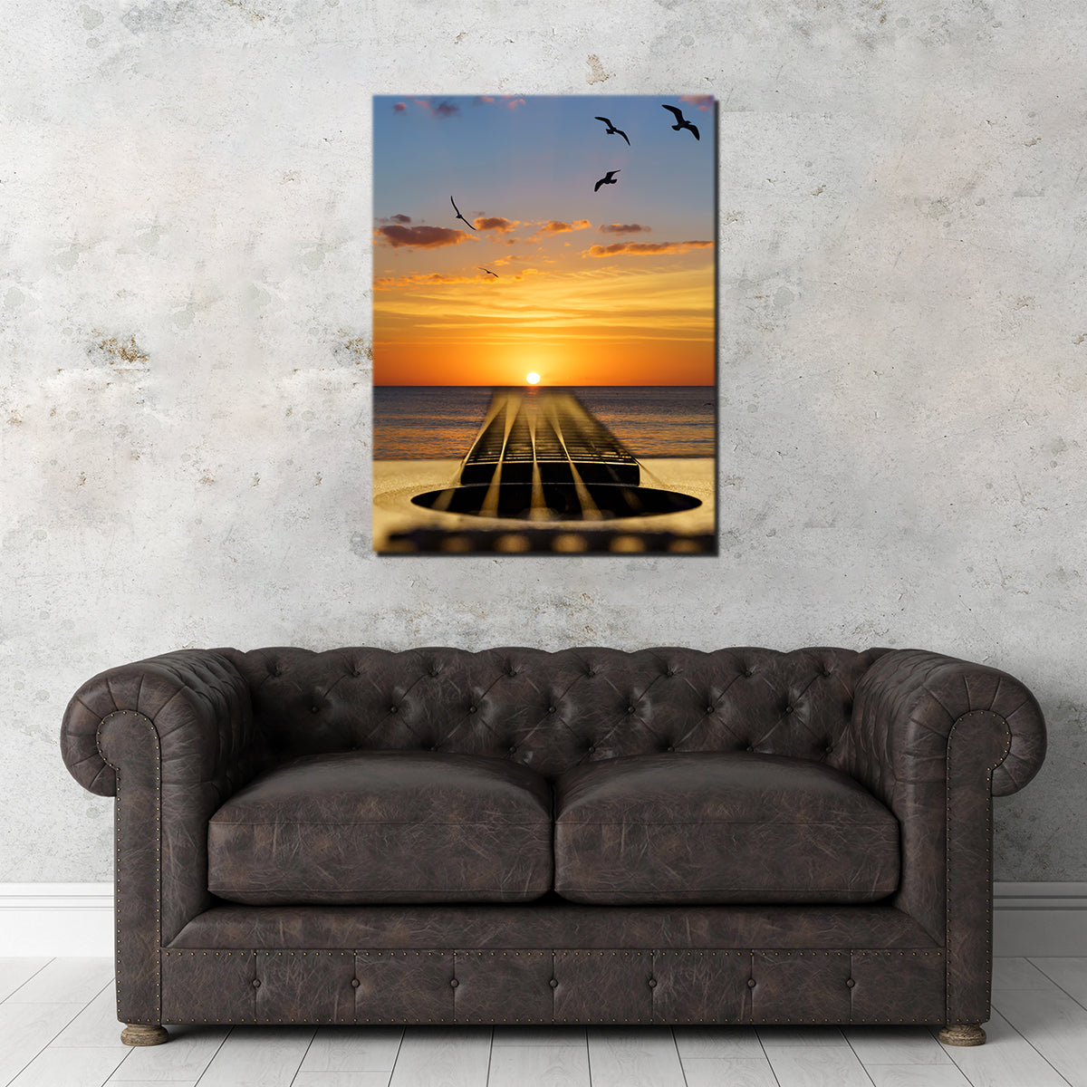 Enchanting Sunset Guitar Song Wall Art by Eileen Rollin