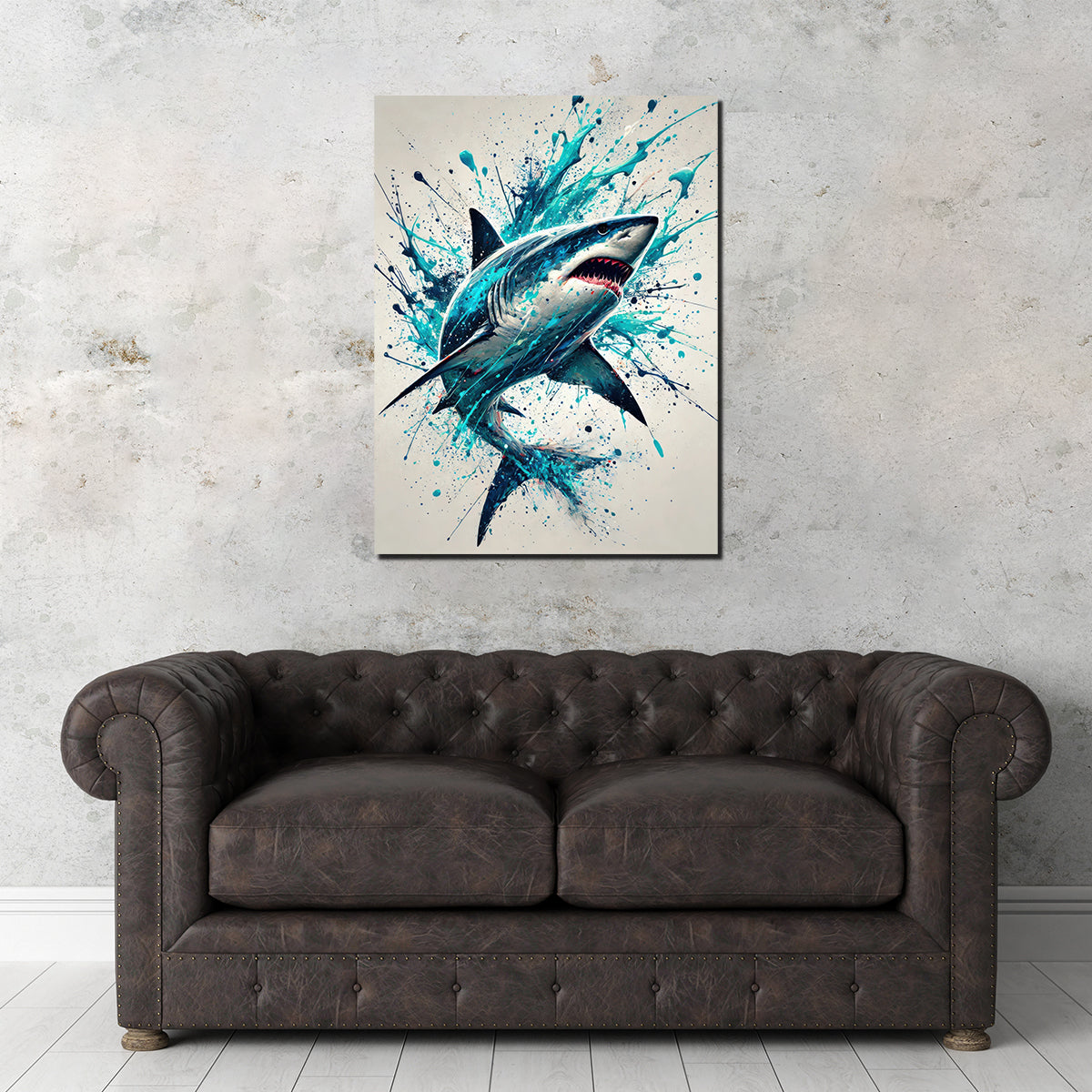 Stunning Bull Shark Blue Splash Wall Art for Home Decor