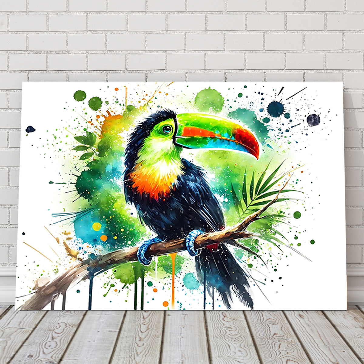 Stunning Toucan Paint Drip Horizontal Wall Art for Striking Home Decor