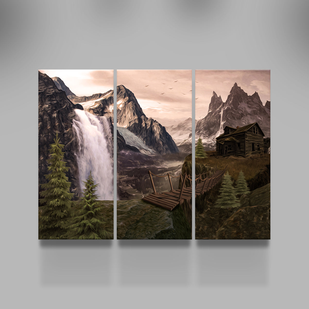 Stunning Cabin on a Cliff Wall Art by George Sorin