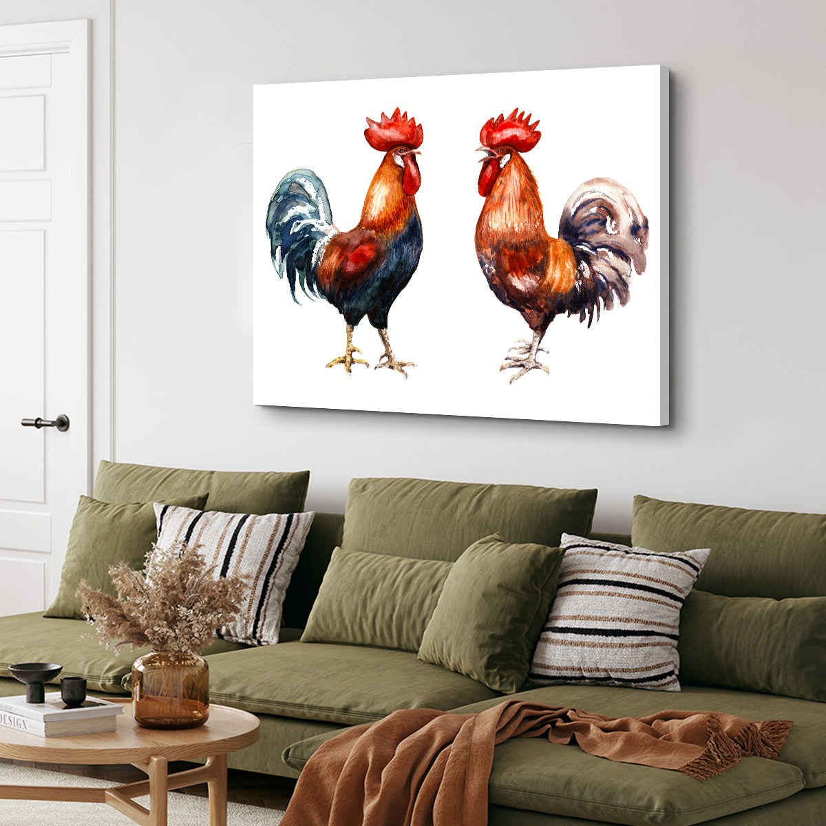Stunning Two Red Roosters Wall Art for Your Home Decor