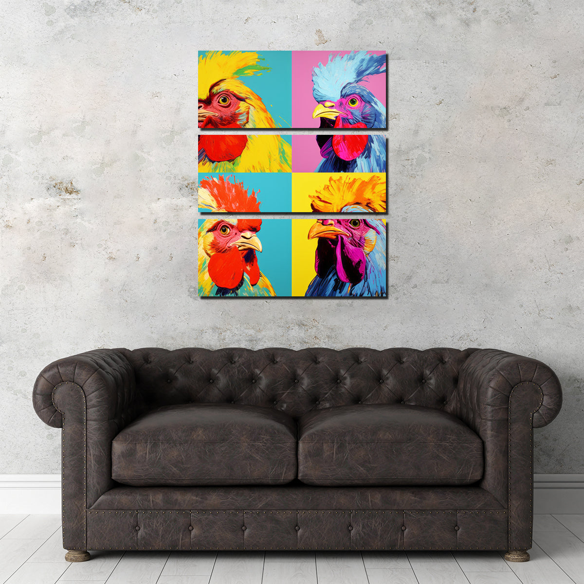 Eye - Catching Vibrant Rooster Paintings Wall Art for Stunning Decor