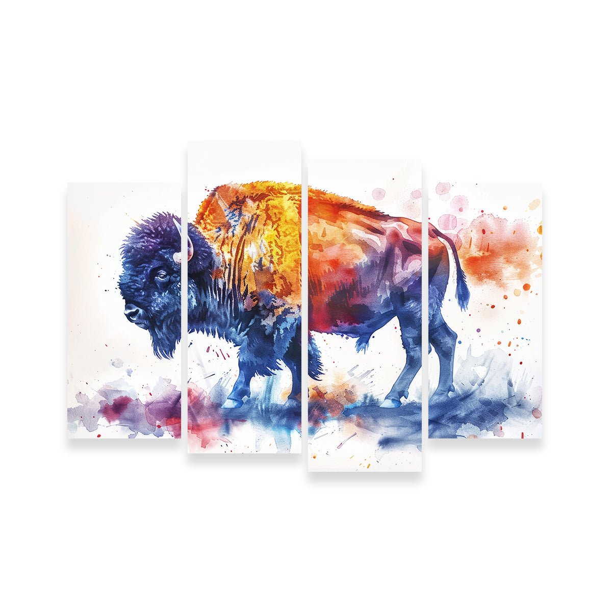 Stunning Vivid Watercolor Bison Wall Art for a Striking Home Decor