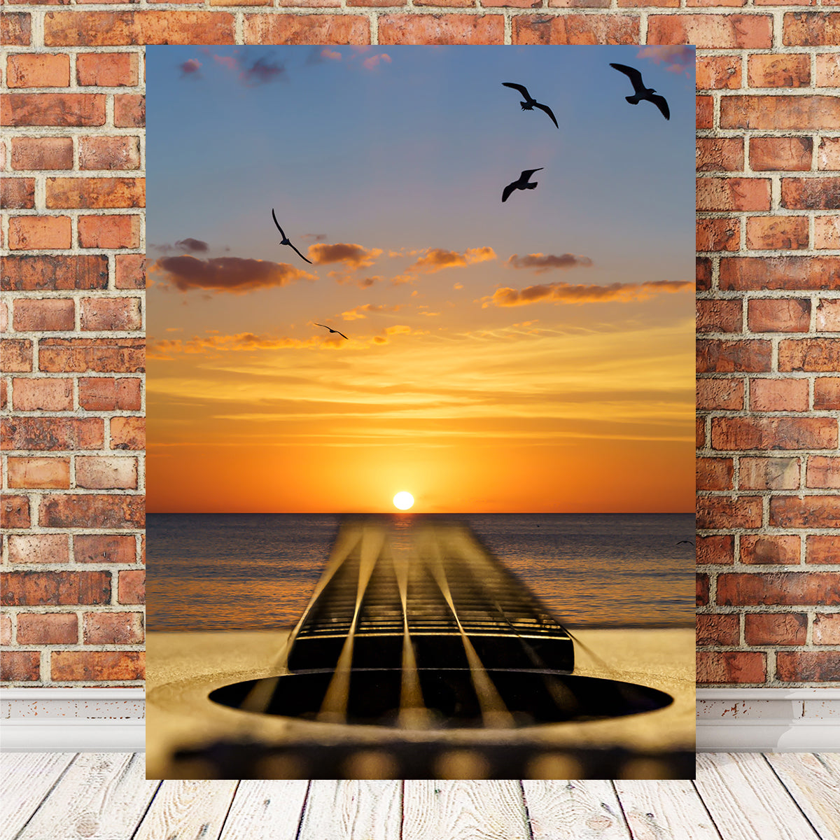 Enchanting Sunset Guitar Song Wall Art by Eileen Rollin