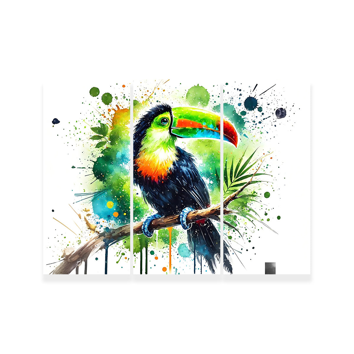 Stunning Toucan Paint Drip Horizontal Wall Art for Striking Home Decor