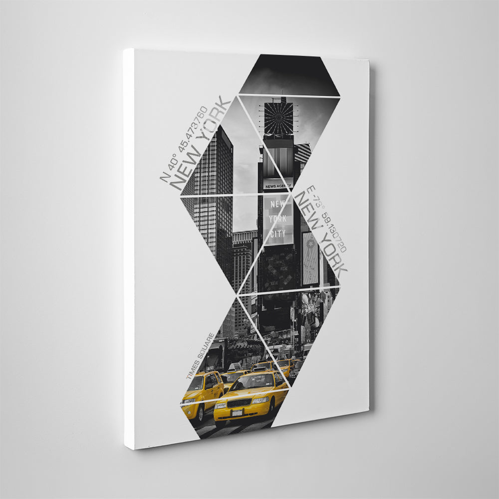 Coordinates New York City Times Square Wall Art - Stunning Canvas Print
