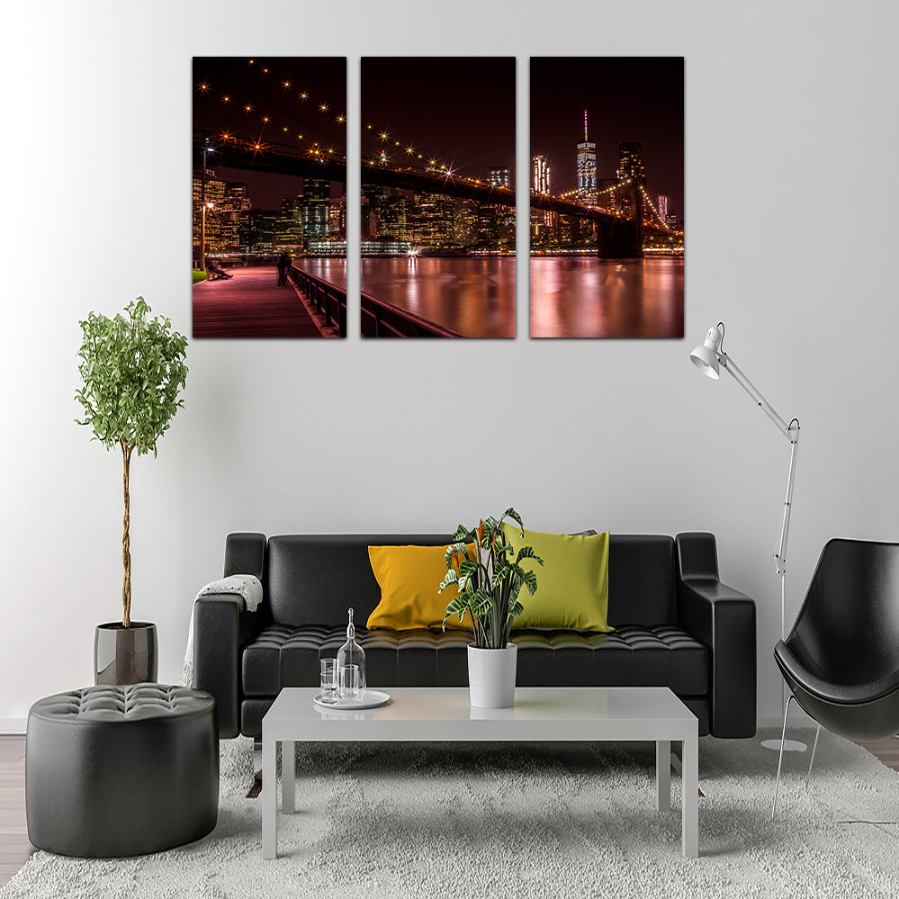 Stunning Manhattan Skyline & Brooklyn Bridge Sunset Wall Art for Home Decor
