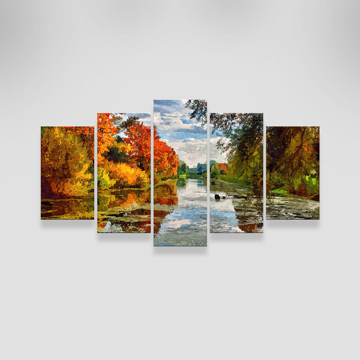 Stunning Lakeside Autumn Trees Wall Art by Denise Dundon