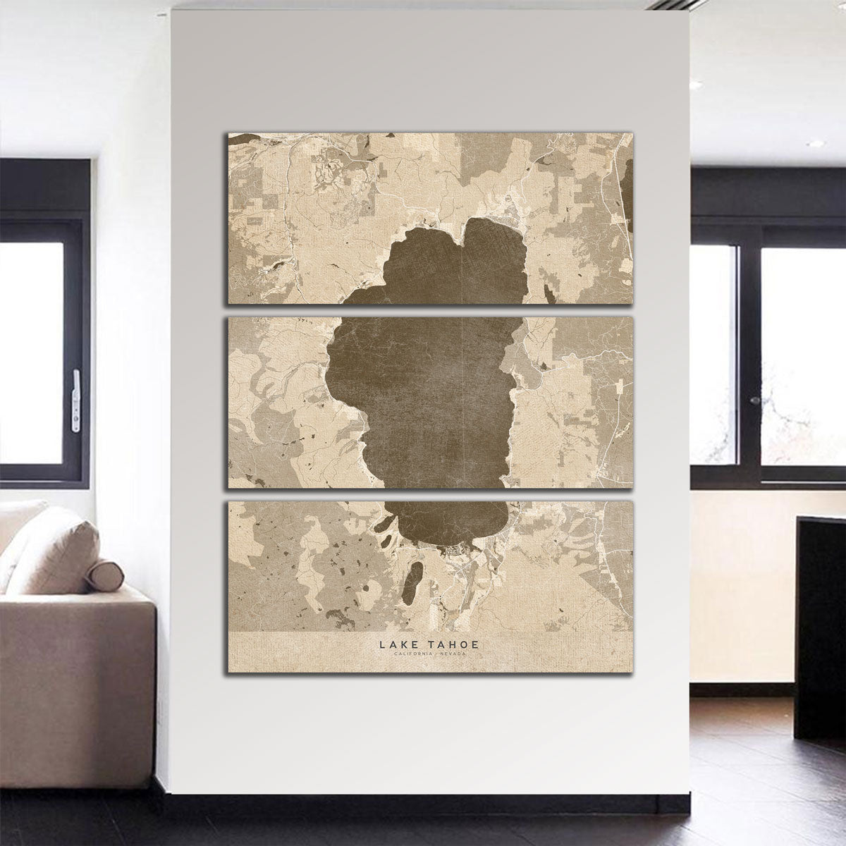 Stunning Lake Tahoe Map Wall Art by Blursbyai