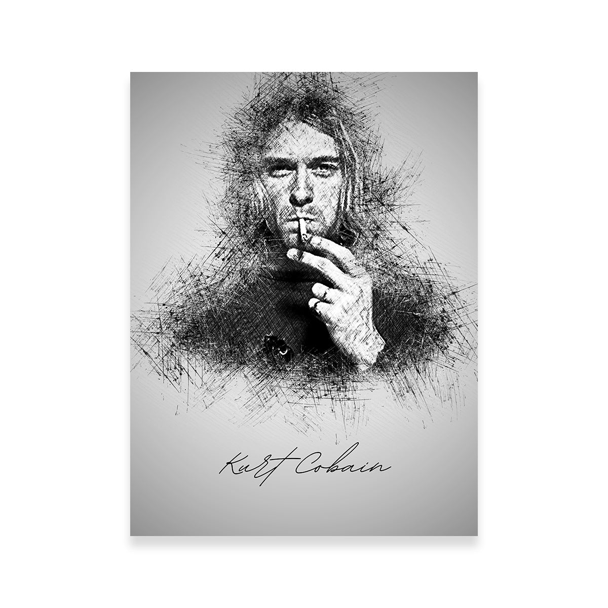 Authentic Kurt Cobain Sketch Wall Art for Music Enthusiasts